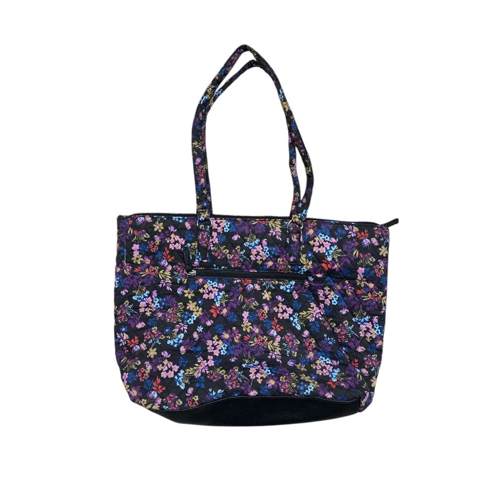 Country Store Catalog Quilted Purple Floral Zip Across Purse Handbag